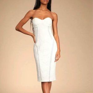 Lulu’s White SMALL bustier lace midi dress